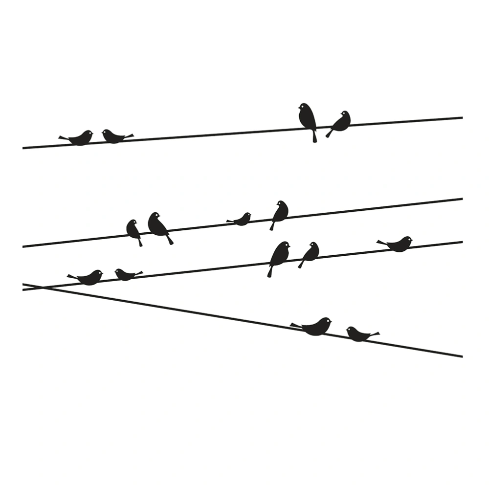 Birds Stand on the Wire Simple Decals DIY Art Mural Decor Removable Waterproof Wall Stickers Wall Decoration for Living Room and Bedroom