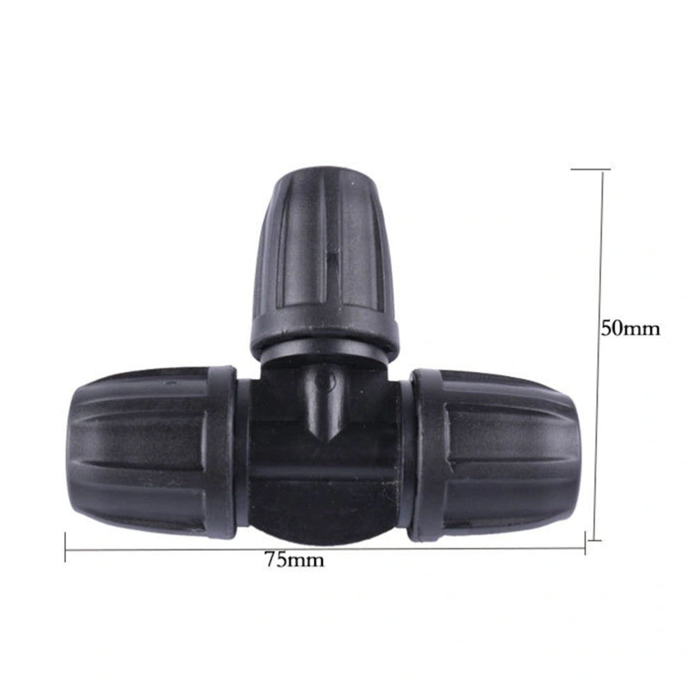 20PCS 8/11 Size Lock Designed Water Tube Connect Use Three-way Watering Device Connector Black