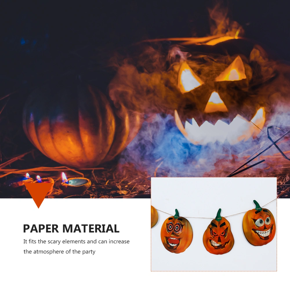 2Pcs Halloween Paper Banner Tricky Pumpkin Hanging Garlands Decoration