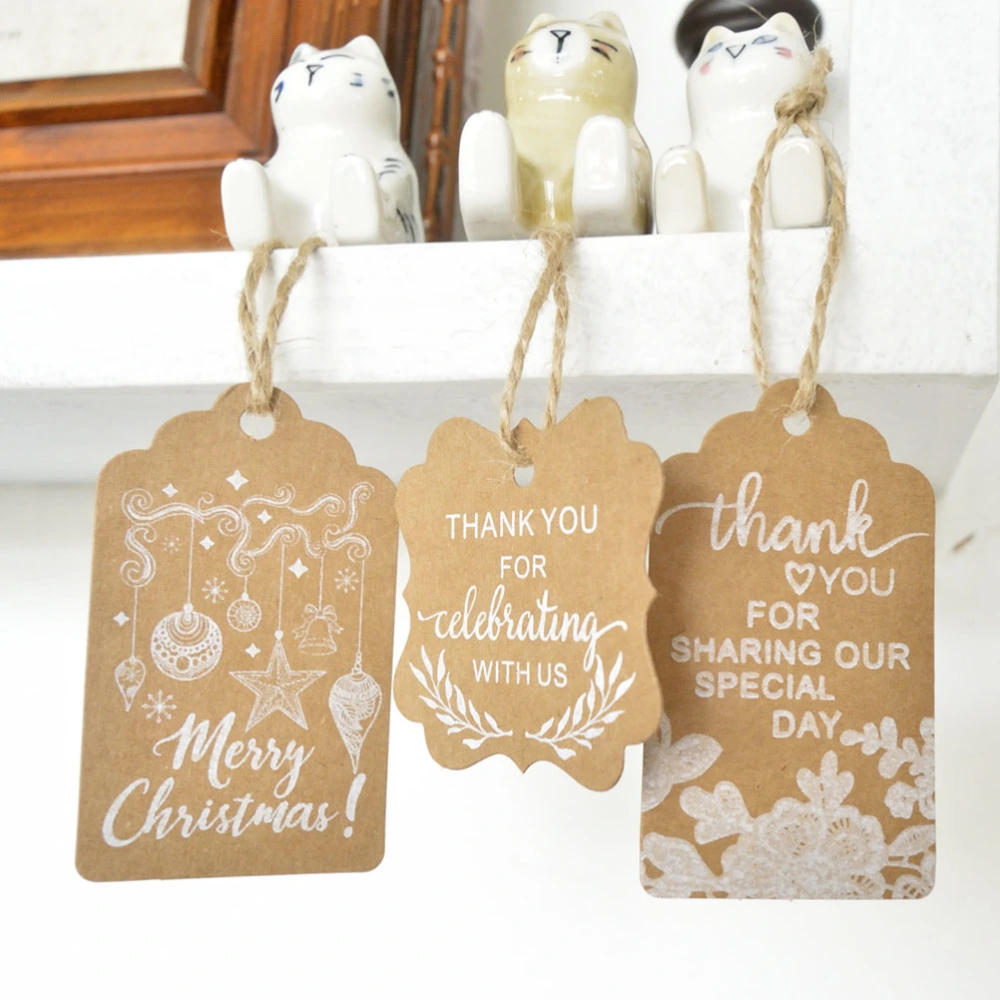 100pcs Printing Kraft Hanging Tags with String Gift Baking Food Package Tags for Wedding Party