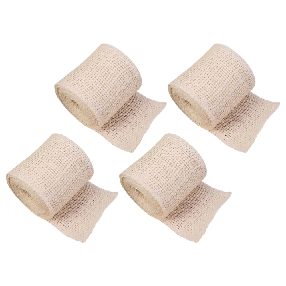 4 Rolls Manual Wrapping Ribbons Durable Linen Ribbons Pure Color Ribbons