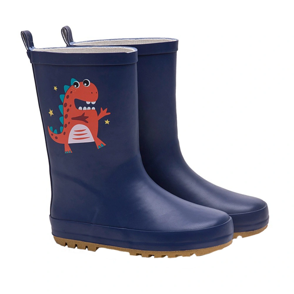 1 Pair of Children Rain Boots Cartoon Dinosaur Rainshoes Rubber Rain Boots