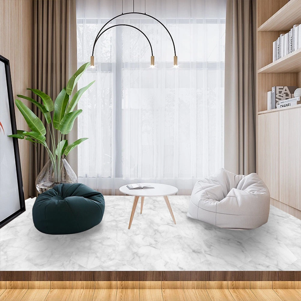 Three Dimensional Tiles Sticker Self Adhesive Tile Paste Waterproof Floor Paste Non-slip Wall Tile for Home Bathroom Living Room Kitchen (White)