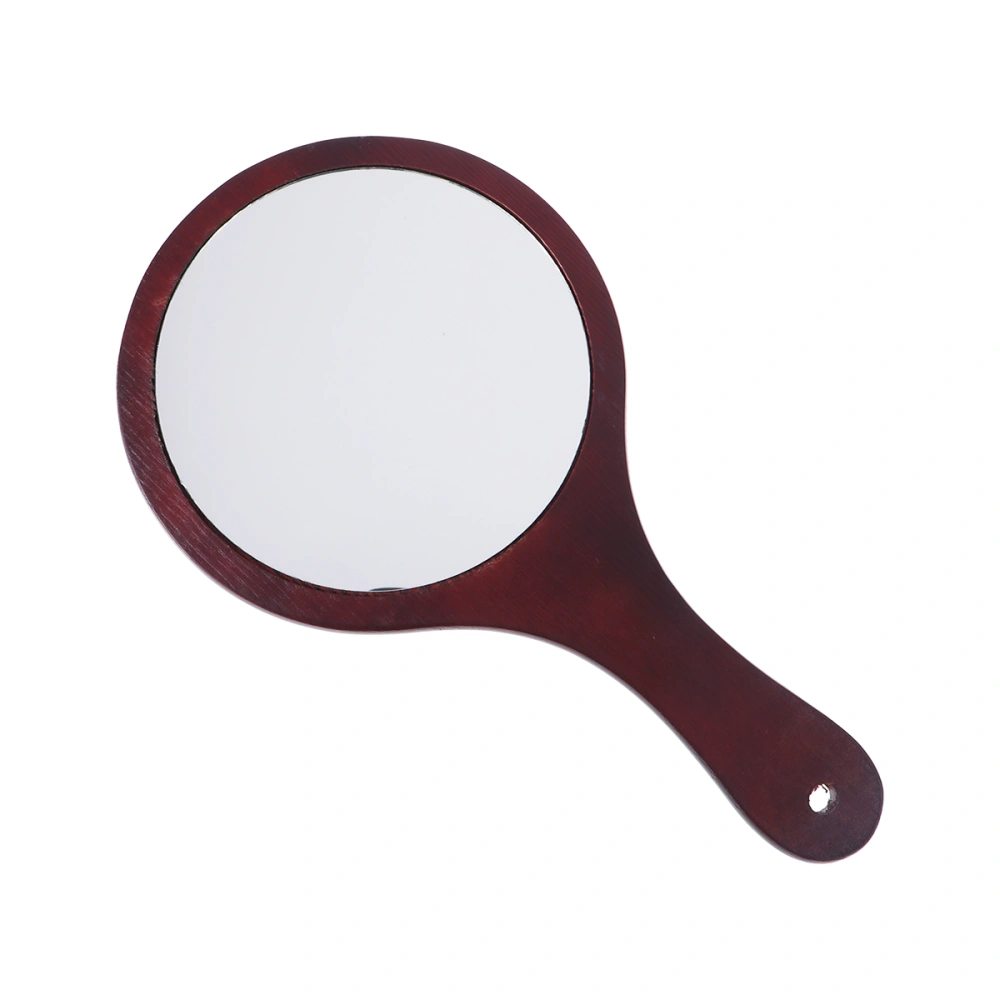 1PC Handheld Mirror Wooden Frame Cosmetic Mirror Makeup Mirror for Women Girls Coffee