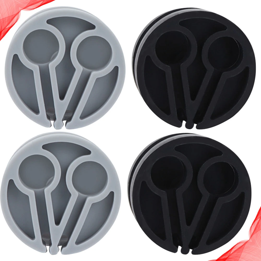 4pcs Silicone Headset Storage Box Portable Cable Organizer Earphone Bobbin Winder Manager (Grey + Black, 2Pcs/Each)