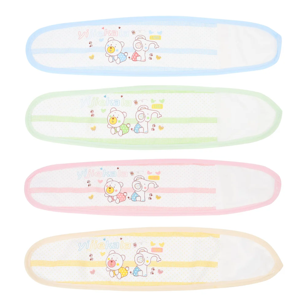 4Pcs Lovely Printed Baby Bellybands Comfortable Cotton Adorable Belly Bands (Assorted Color)