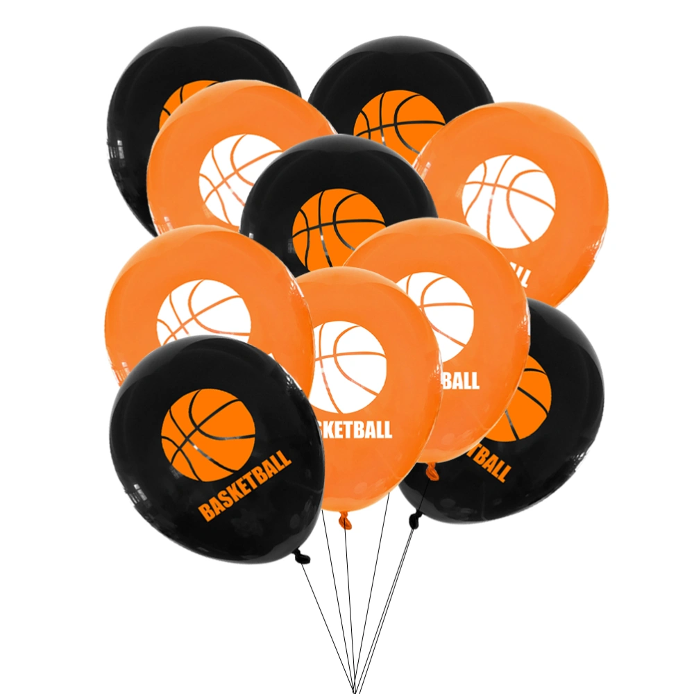 20Pcs 12-inch Basketball Themed Balloons Birthday Party Balloons (Black+Orange)