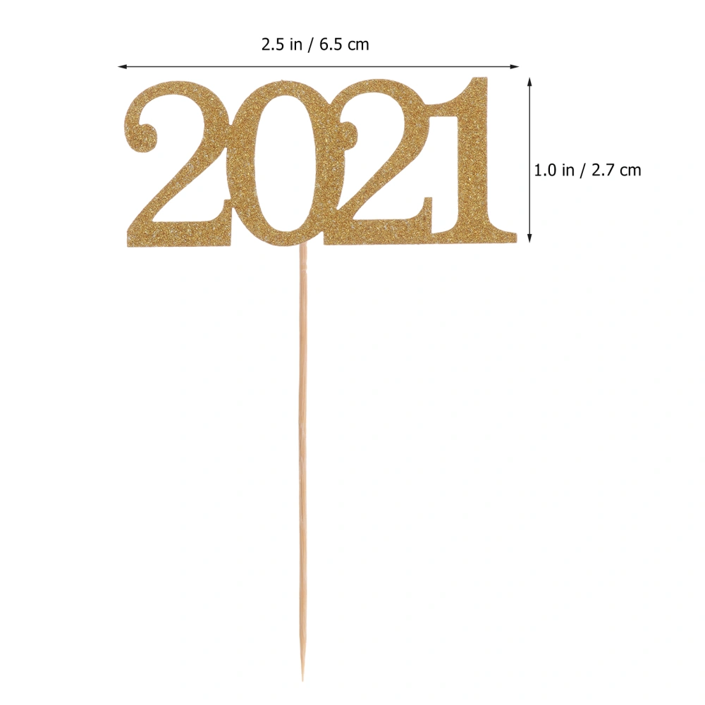 1 Set 30 Pcs New Year Party Dessert Decorations Creative 2021 Cake Toppers