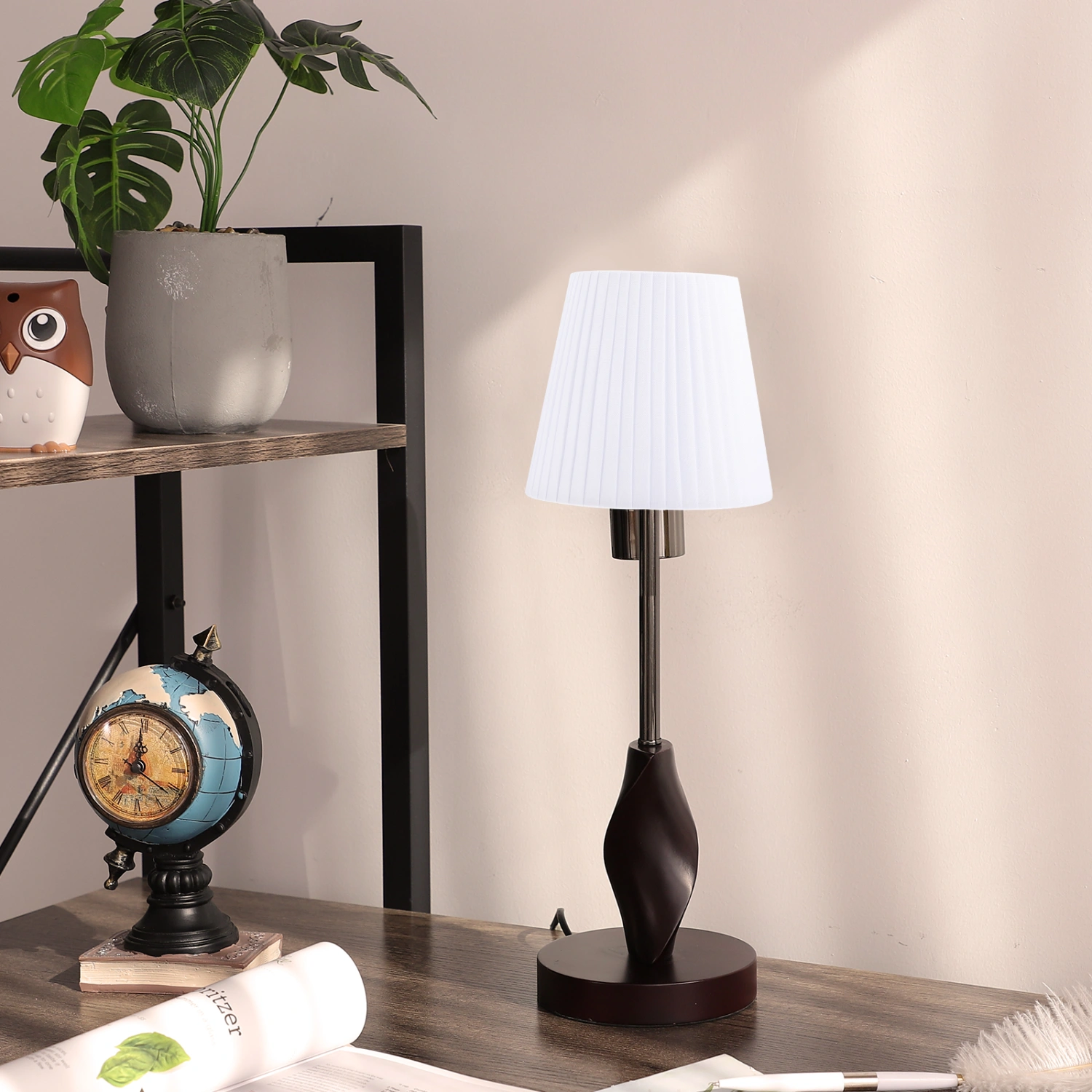 Clip On Lampshade Table Lamp Cover Fabric Lamp Shade No Dazzling Drum Lampshade