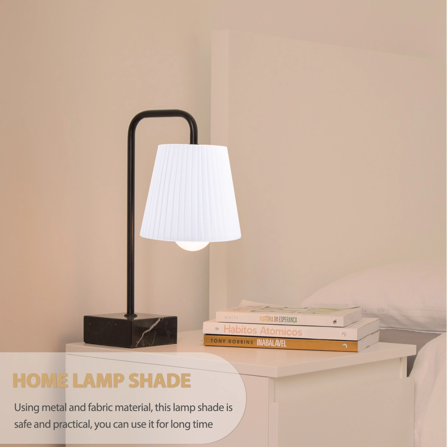 Clip On Lampshade Table Lamp Cover Fabric Lamp Shade No Dazzling Drum Lampshade