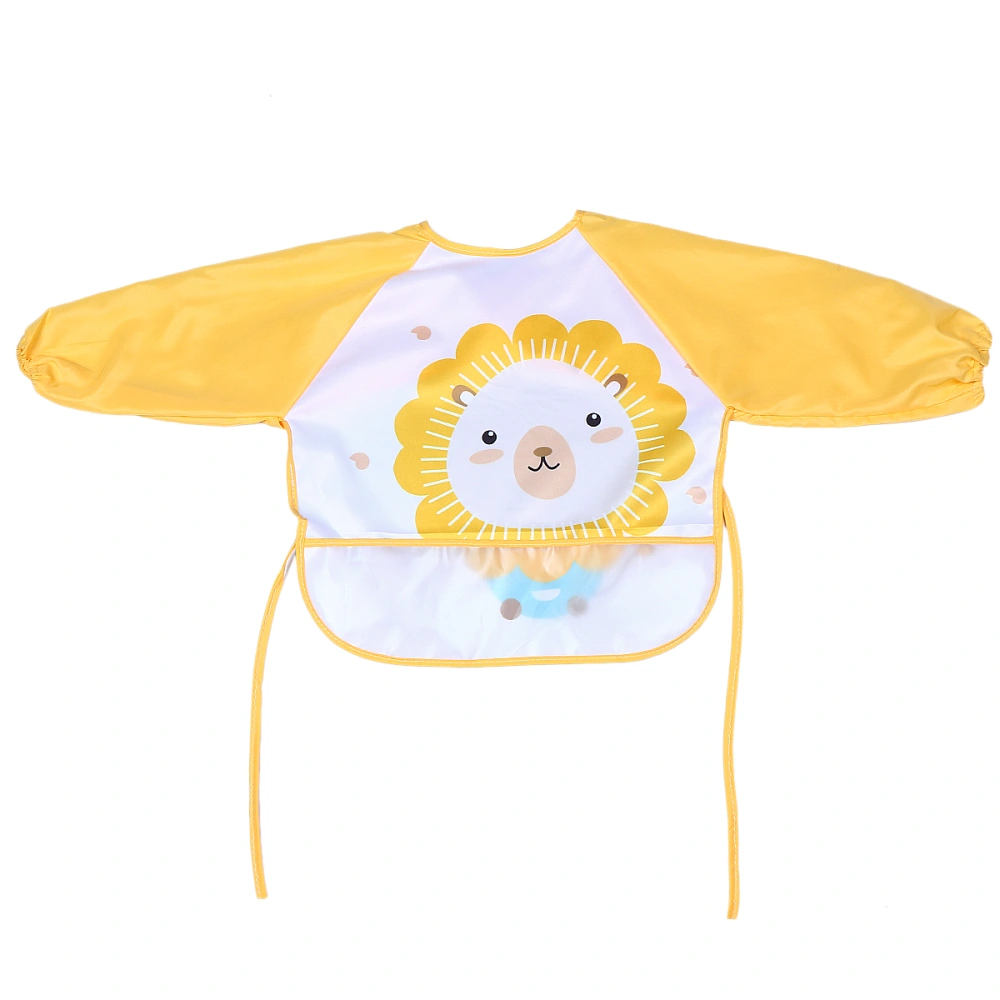 Kindergarten Children Smock Waterproof Apron Washable Drawing Art Smock Protective Clothes for Children Kids (Lion Pattern, Yellow, Recommended Age 0-3 Years)