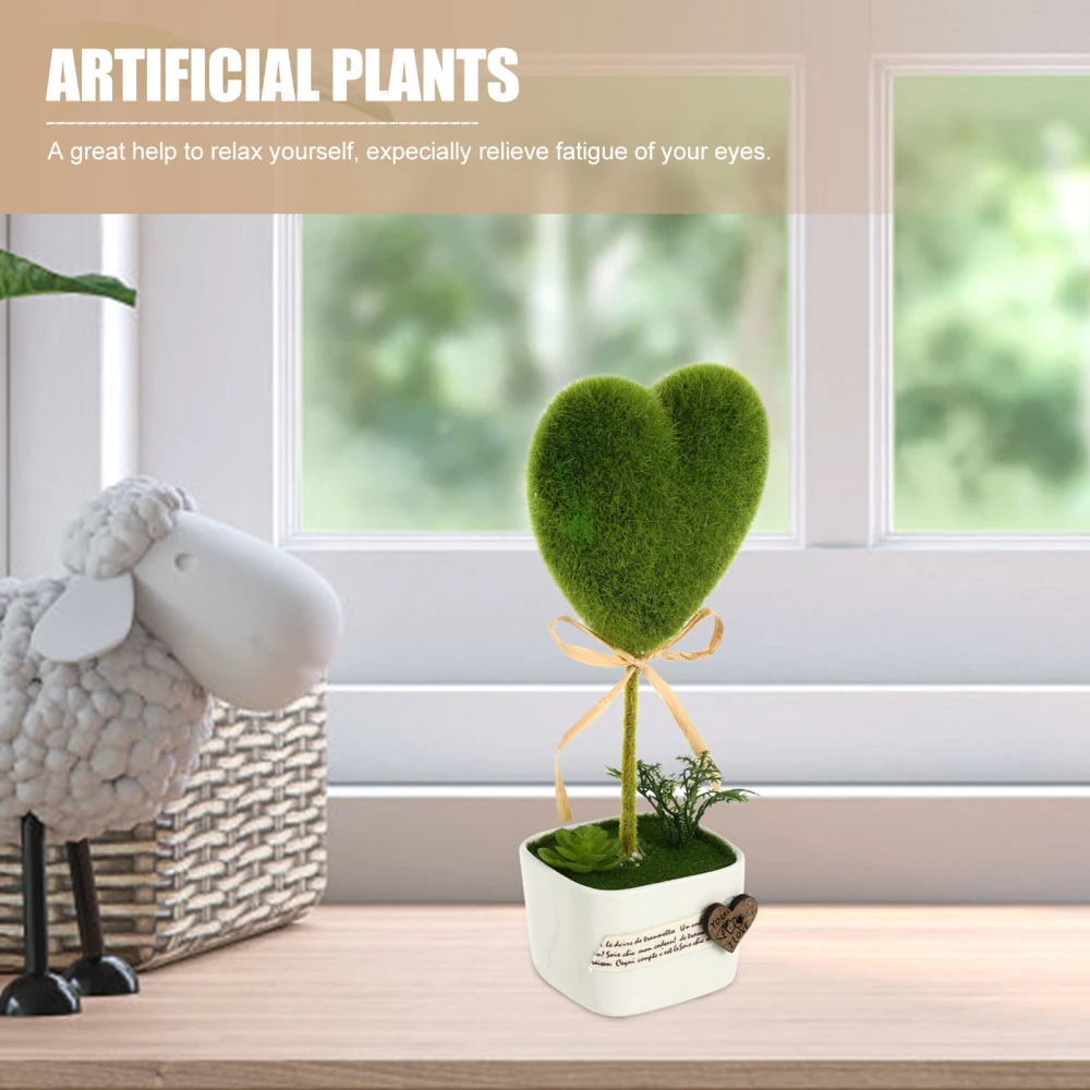 Mini Artificial Plants Solid Heart Shaped Small Potted Plants Simulation Flower Pots Home Table Window Decor Wedding Supplies