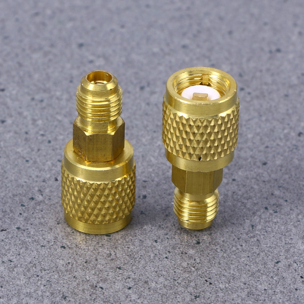 2pcs R410 Air Conditioner Refrigeration Converting Adapter Hose Set Kits Joint Quick Remover Installer Quick Connector (Golden)