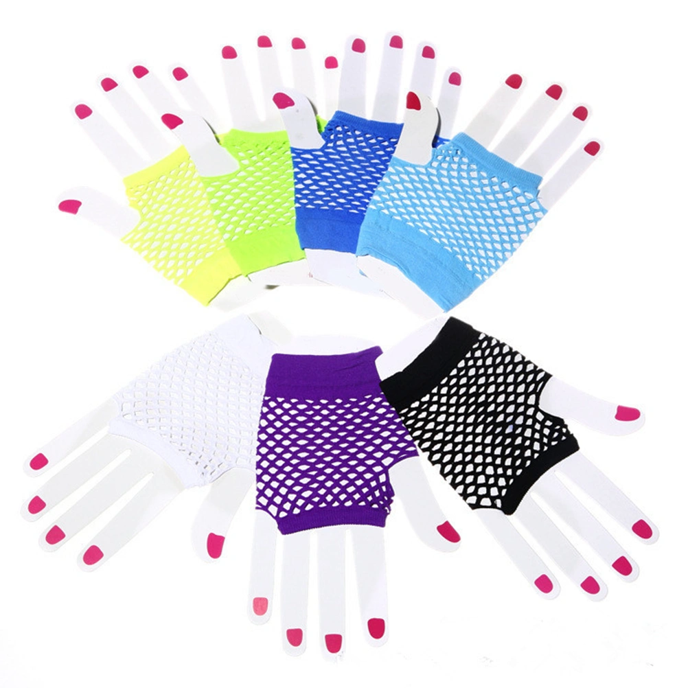 5 Pair Fishnet Gloves Short Fingerless Fishnet Gloves Nightclub Costume Party Accessories (Black)