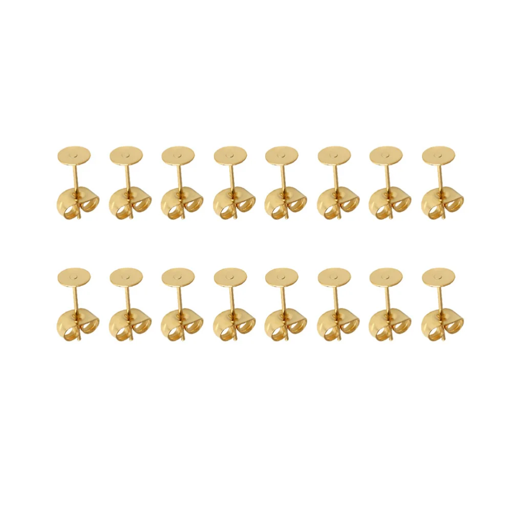 25 Pair of 3mm Stainless Steel Earrings Accessories Back Stopping Earrings Posts Flat Pad Safety Plugs Fitting Jewelry Decor for Women Girls (Golden)