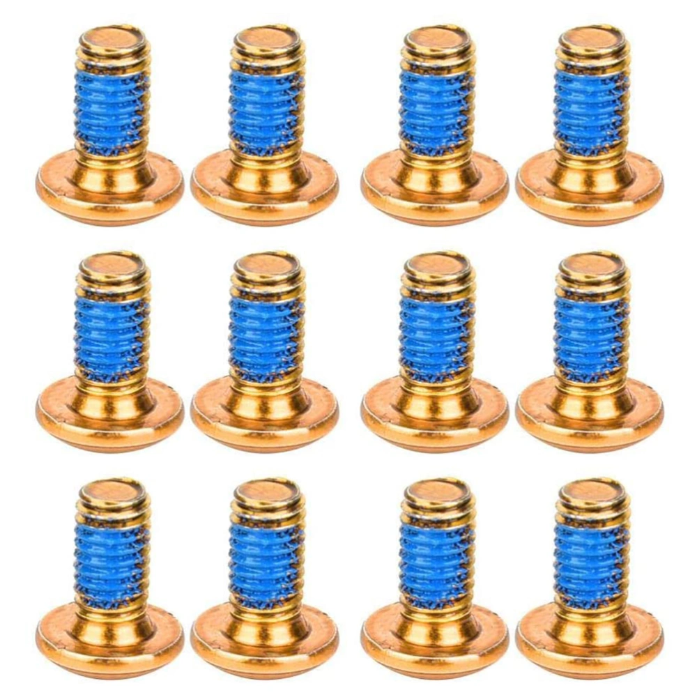 1 Box/12PCS Titanium Steel Brake Pad Screws Brake Fixing Screws Durable Screws for Mountain Bike (Golden)