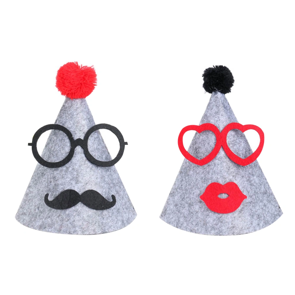 Set of Non-woven Hat for Baby's Birthday party(Red Glasses, Red and Black Glasses)