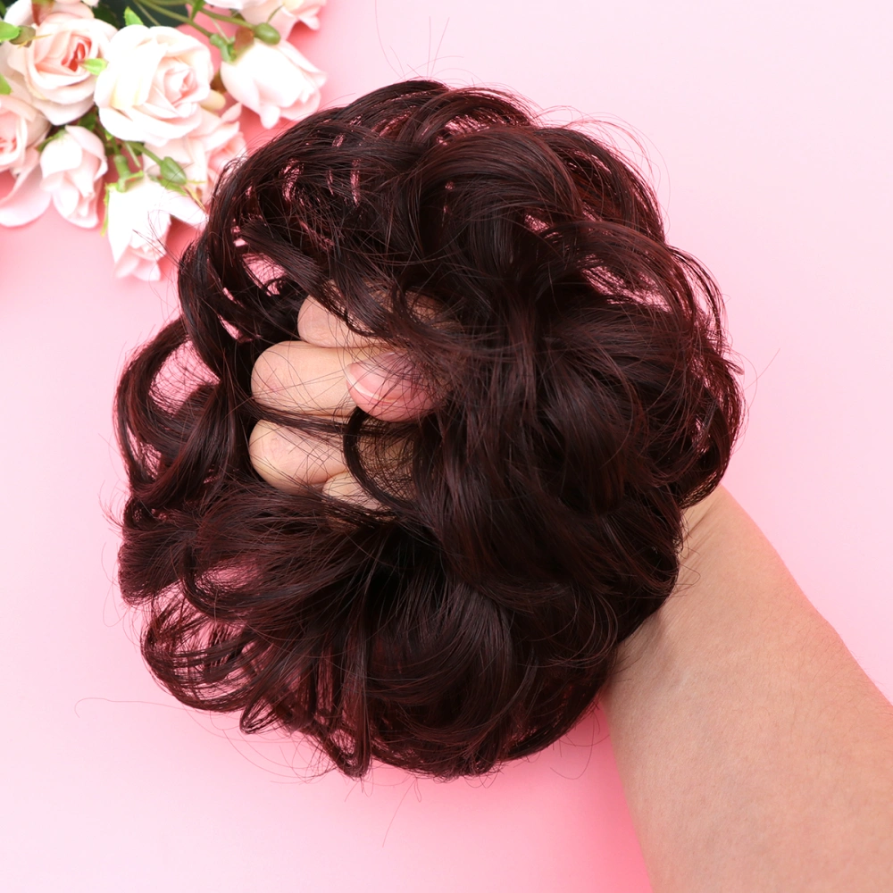 2Pcs Wig Hair Ring Hair Chignon Wig Synthetic Hair Bun Simulation Hair Plate Tool for Women Girls Dark Brown