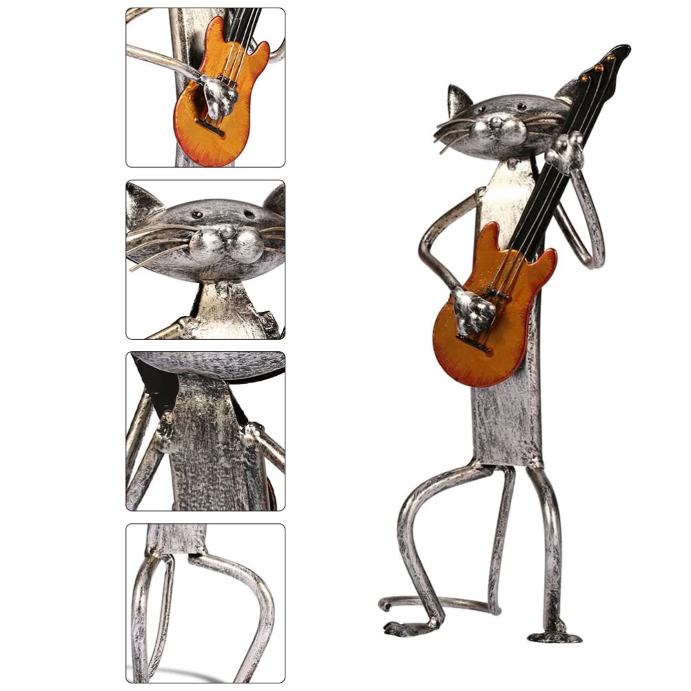 Cat Sculpture Guitar Cat Figurine Statue Ornament Home Decor Gift for Christmas