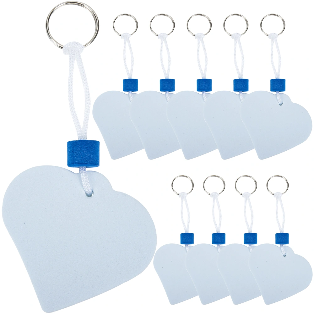 10pcs Decorative EVA Heart Shaped Keyrings Hanging Adorns Key Pendants (White)