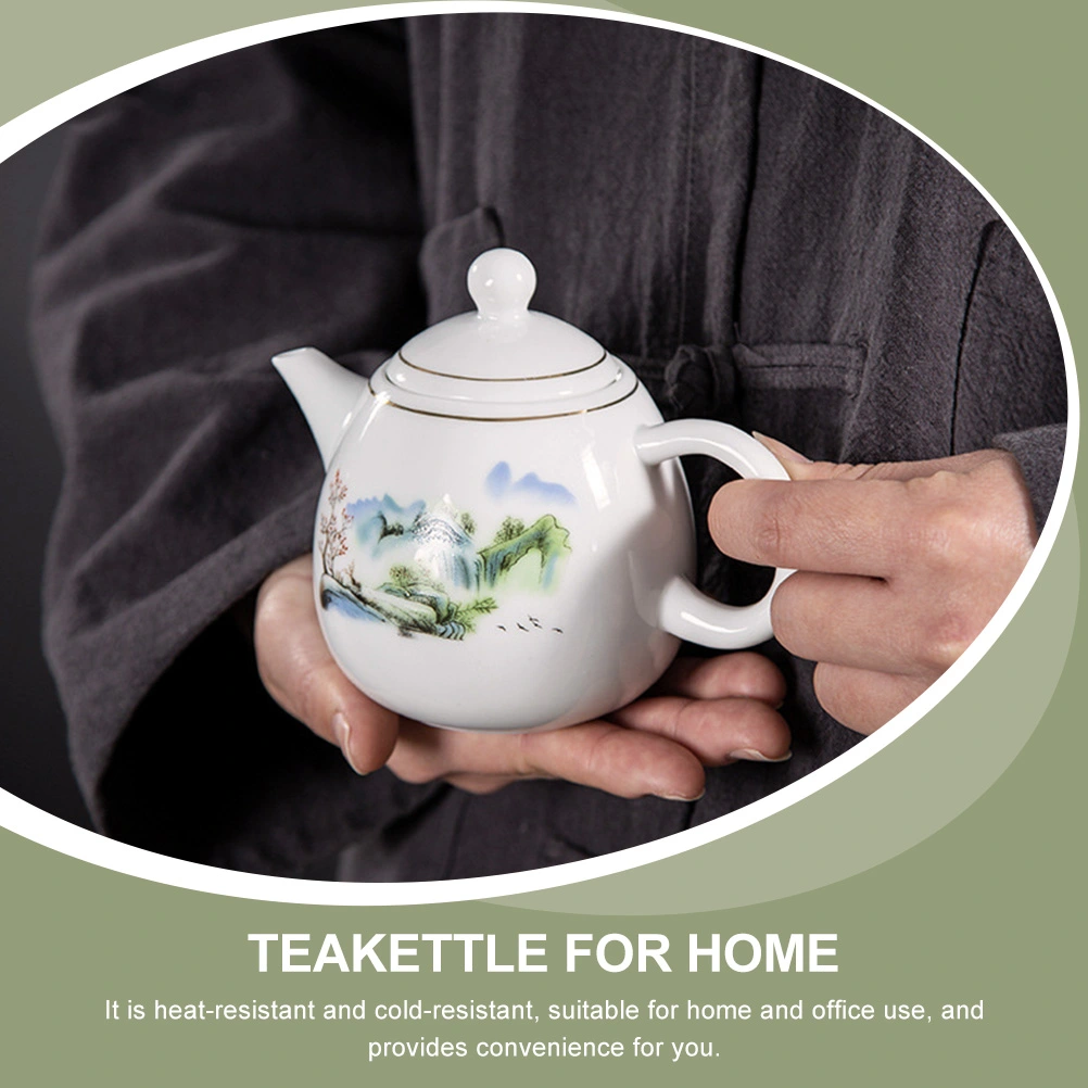 Ceramic Tea Kettle with Side Handle Delicate Tea Pot for Home Office Use