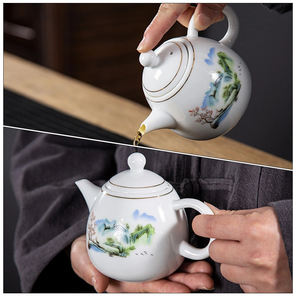 Ceramic Tea Kettle with Side Handle Delicate Tea Pot for Home Office Use