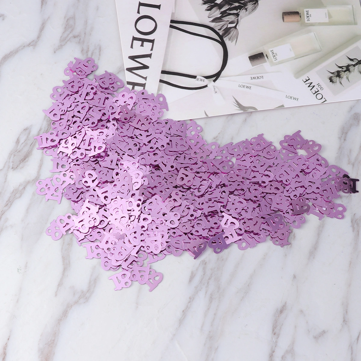 600PC Monochrome Digital Birthday Confetti Party Happy Throwing Sequins Age 18 for Festival Party Decoration (Pink)