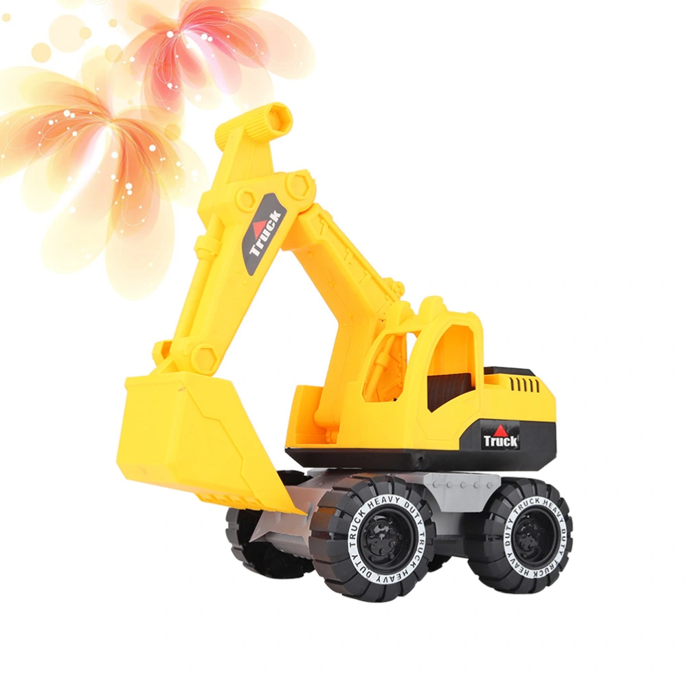 1pc Simulated Truck Model Engineering Inertia Toy Beach Inertial Car Toy for Kids Children (Plus-size Excavator Yellow)