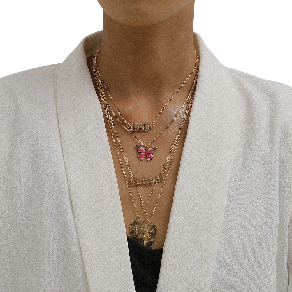1Pc Punk Style Necklace Shaped Neck Chain Elegant Necklace Neck Jewelry Golden