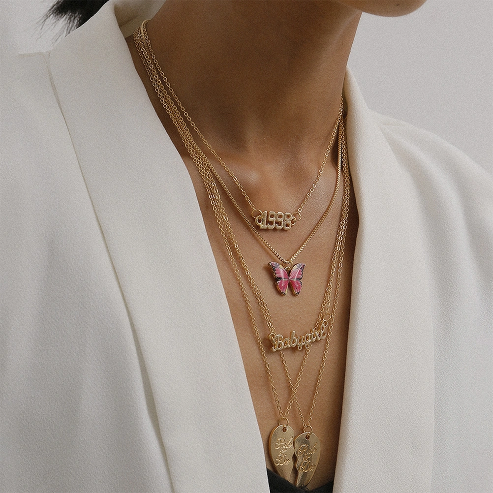 1Pc Punk Style Necklace Shaped Neck Chain Elegant Necklace Neck Jewelry Golden