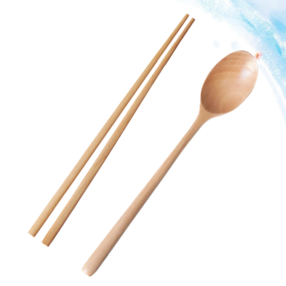 1 Set Portable Chopsticks Spoons Set Wooden Chopsticks Spoon Kit Japanese Style Tableware Kit for Home Camping