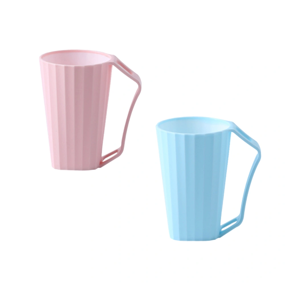 2Pcs Tooth-Brushing Cup Portable Travel Tooth Cup Toothpaste Tube Tooth Brushing Mug with Handle (Blue, Pink)