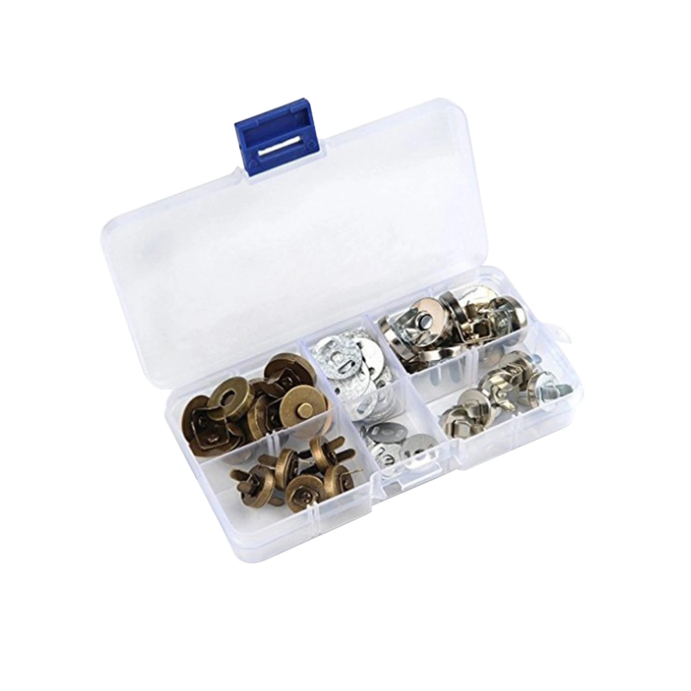 20 pcs Magnetic Snap Set Button Set Magnet Clasp With Plastic Box for Bag Clothing (Silver, 1.4cm; Bronze1.4cm; Silver 1.8cm; Bronze, 1.8cm, Each Pattern has 5 pcs)