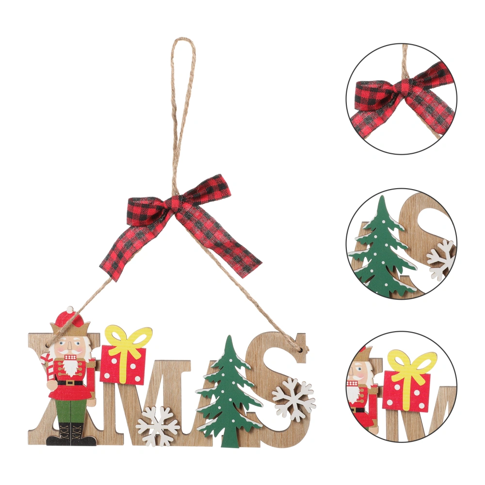 1Pc Christmas Mall Wooden Pendant Letter Design Door Hangings Party Decor