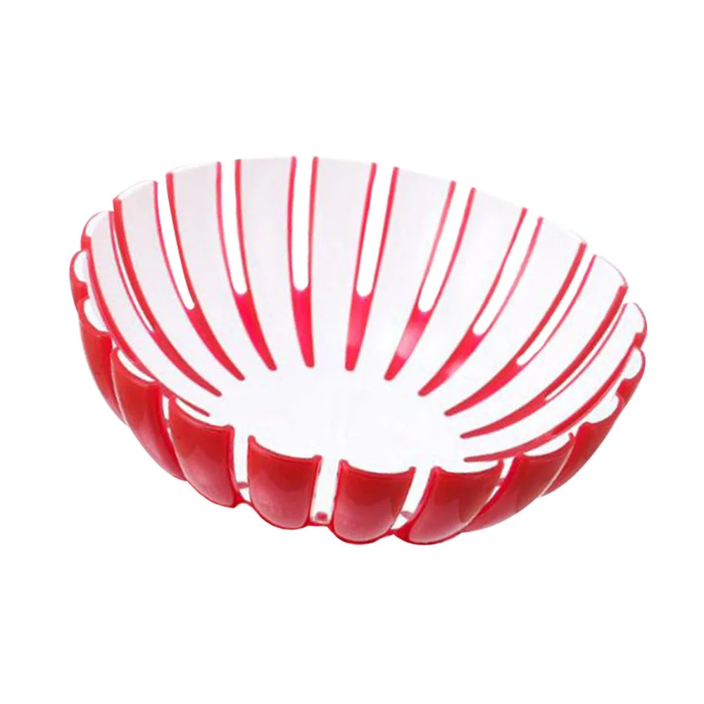 Household Plastic Food Plate Dessert Fruit Salad Plate Bowl Snack Container for Home (Red)