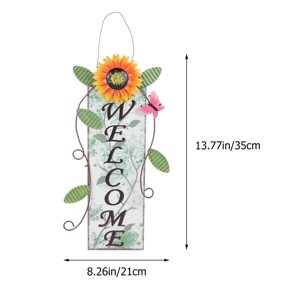 Sunflower Welcome Sign Garden Wall Hanging Iron Art Plaque Front Door Decor