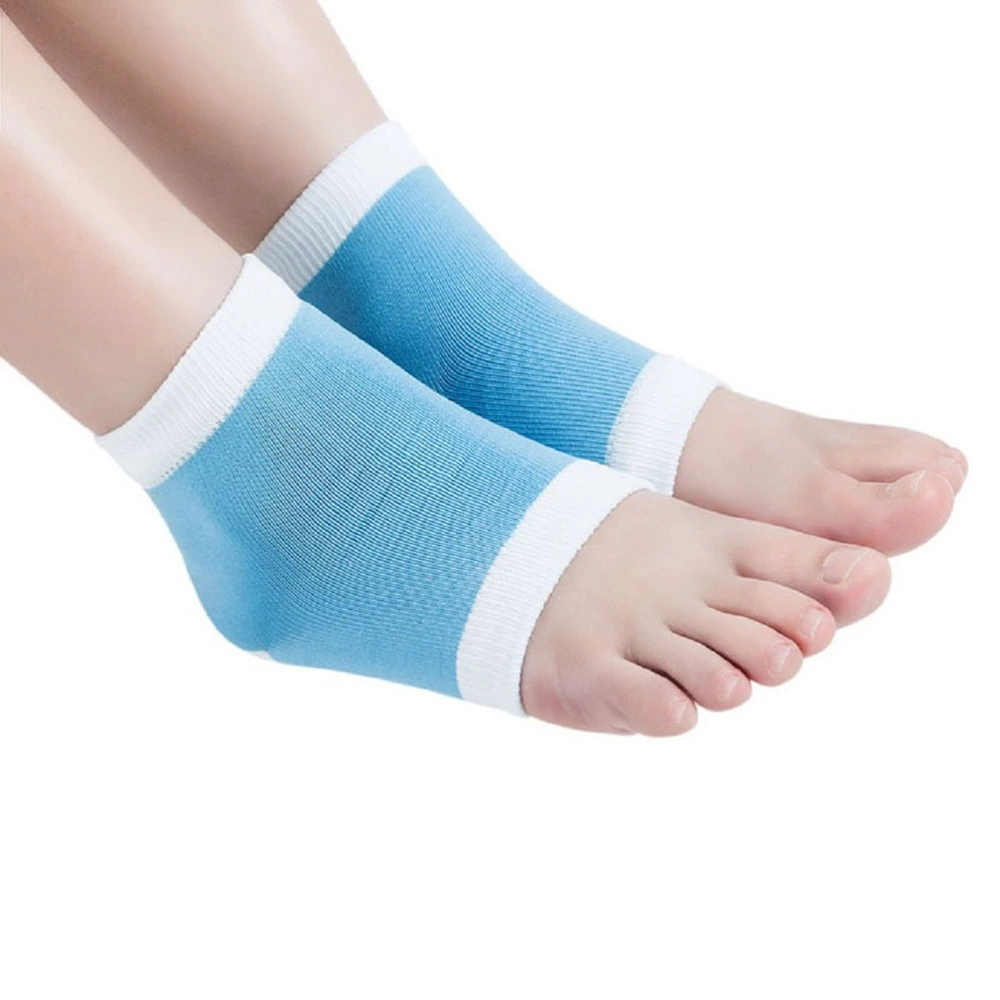 Spa Vented Moisturising Gel Heel Socks for Dry Hard Cracked Skin Moisturizing Open Toe Comfy Recovery Socks (Blue)