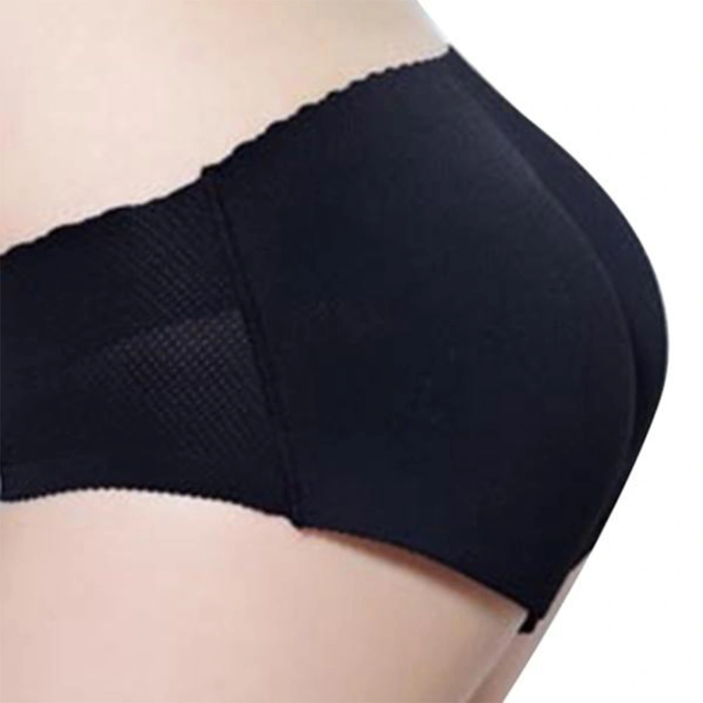 Women's Mesh Underwear Sexy Seamless Padded Briefs Push-Up Buttocks Panties Enhancer Shaper - Size M(Black)