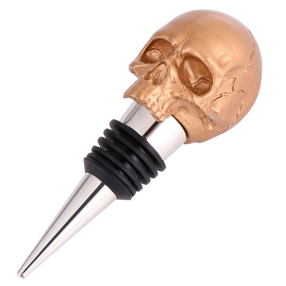 1pc Halloween Skull Alloy Bottle Stopper Creative Alloy Wine Stopper (Golden)