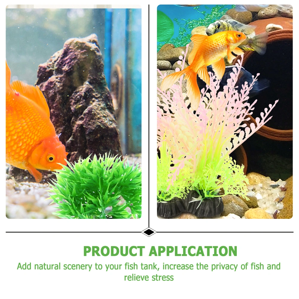 6pcs Fish Tank Ornaments Artificial Aquarium Plastic Grasses and Flowers