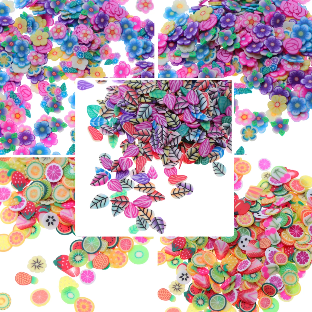 3 Packs of Fruit Flower Leaves Slice Decorations for Nail Art Sticking to Clay DIY Crafts