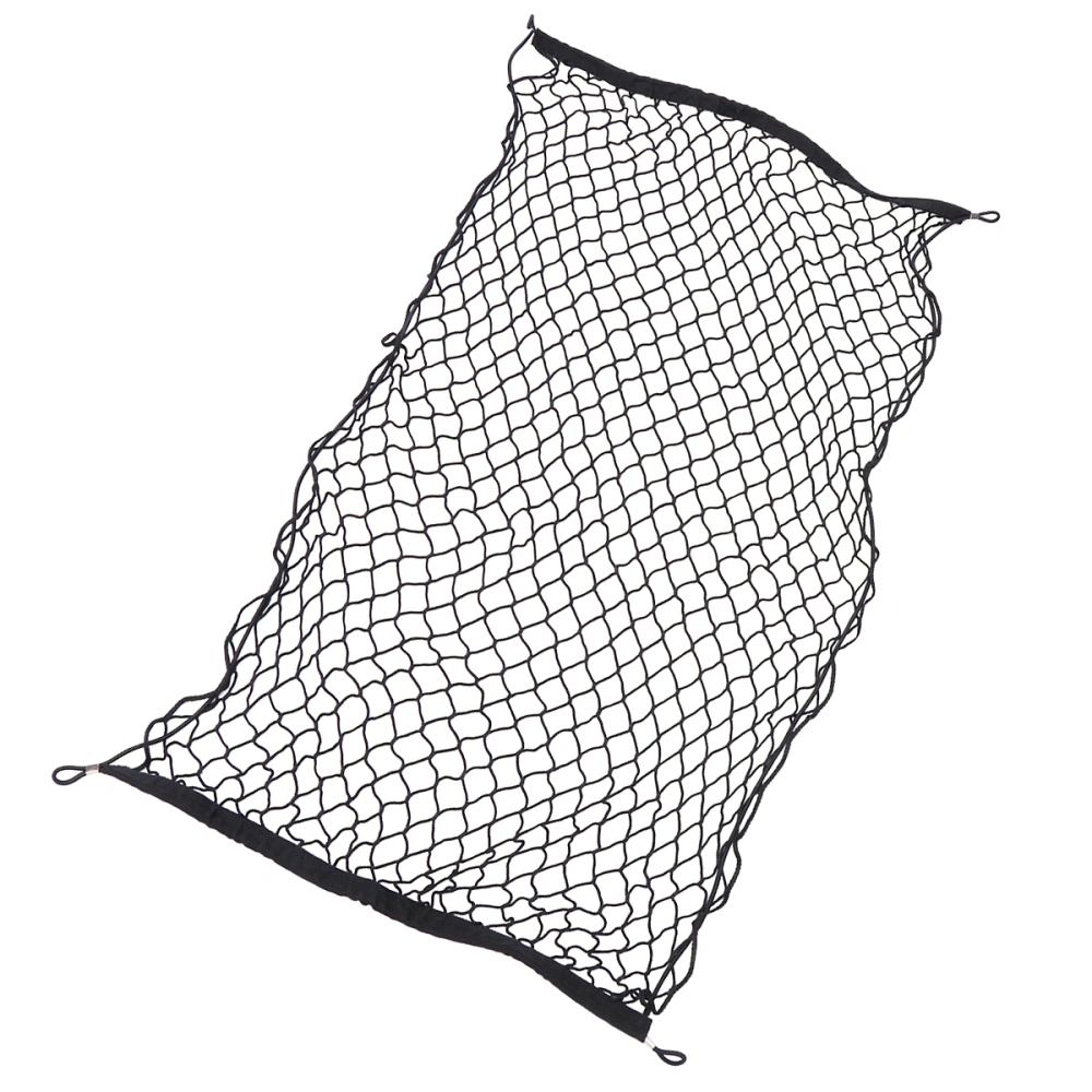 Mesh Storage Net Car Trunk Cargo Organizer with 4 Hooks Auto Accessory - 110x50cm (Black)