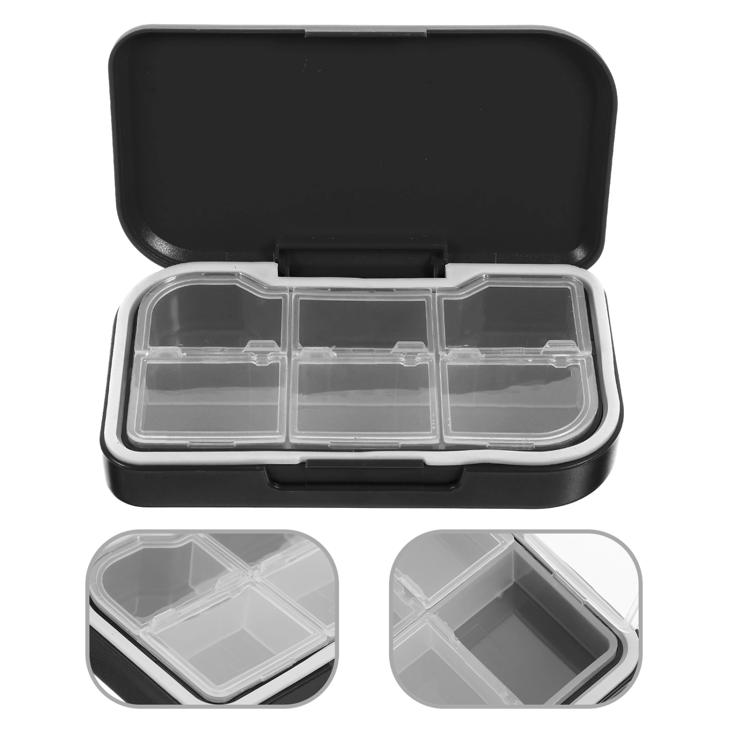 2Pcs Portable Pills Case 6 Compartments Pills Organizer Pills Storage Box Travel Pills Case