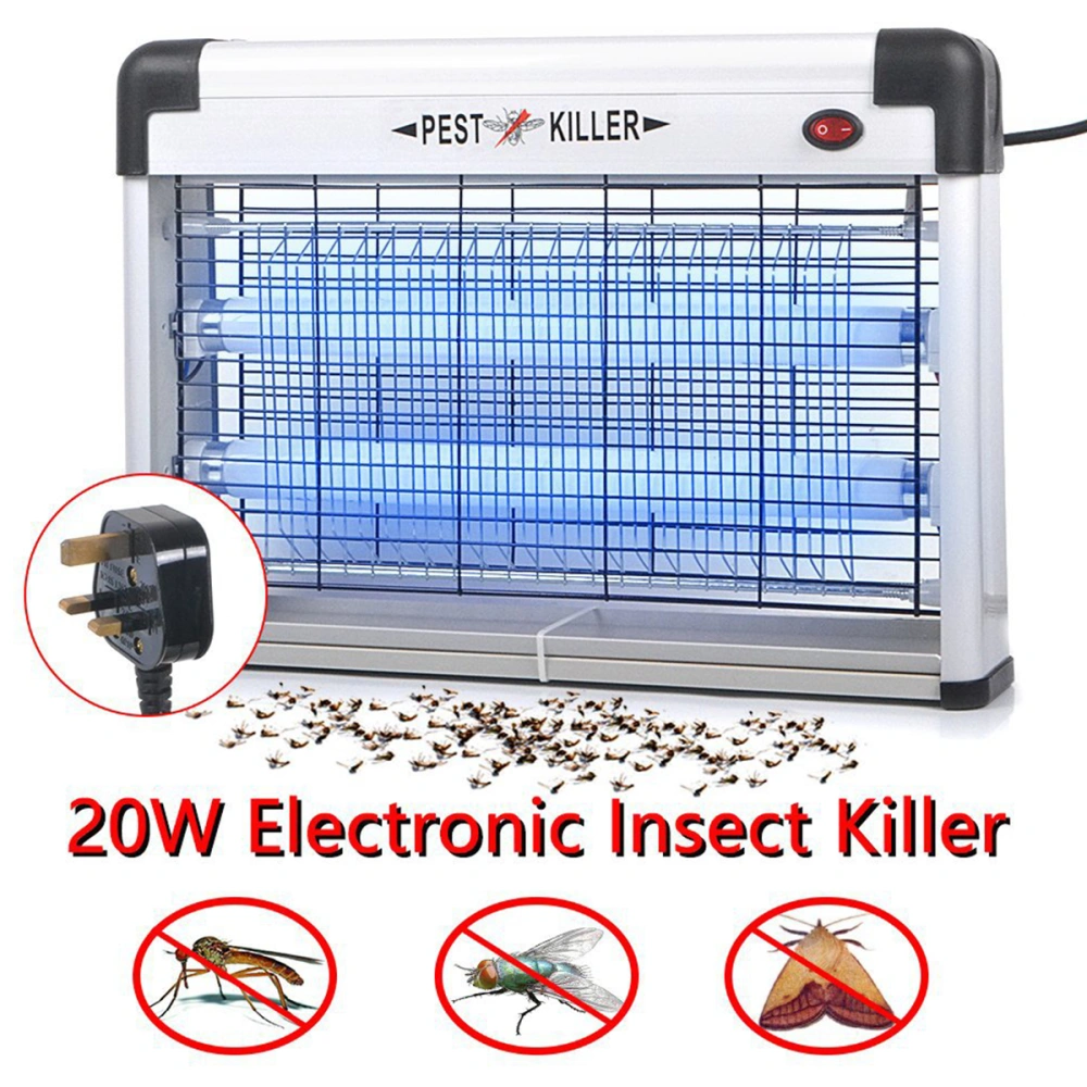 20W Mosquito Repellent Killer UV Lamp Radiationless Electric Mosquito Killer Lamp Fly Pest Bugs Insect Killer Light (UK Plug)