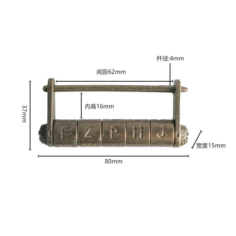 Vintage Cabinet Lock Suitcase Metal Lock English Words Password Lock Vintage Padlock Lock