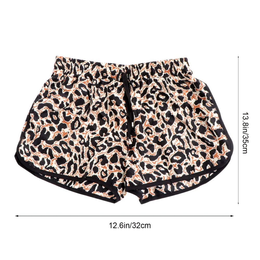 1PC Women Casual Leopard Shorts Loose Cotton Breathable Strappy Short Pants for Running Fitness - Size L