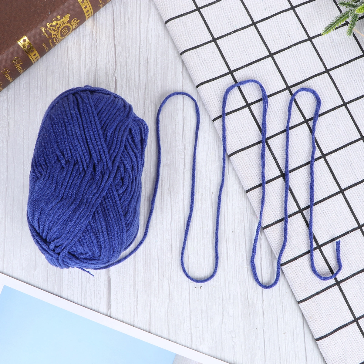50g Milk Cotton Yarn Cotton Chunky Hand-woven Crochet Knitting Wool Yarn Warm Yarn for Sweaters Hats Scarves DIY (Blueviolet)