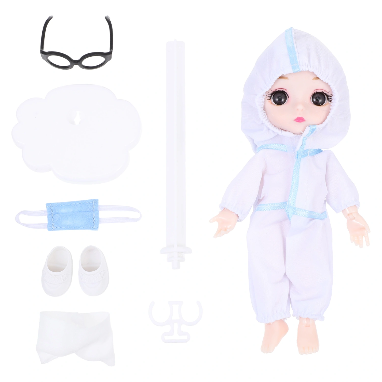 Kids Hospital Nurses Doll Toy Lovely Doll Toy Exquisite Small Doll Protection Suit Doll