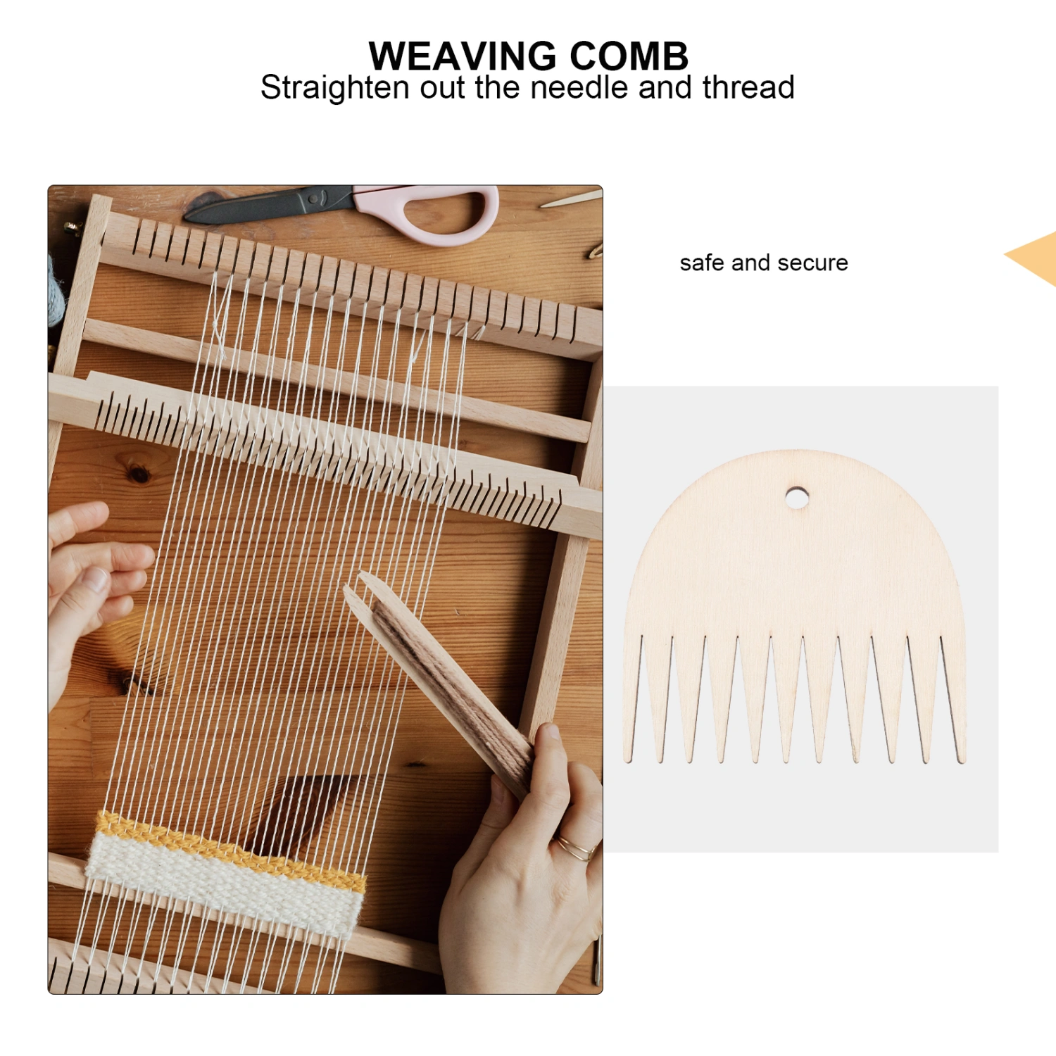 2Pcs Useful Weaving Combs Small Wooden Sawtooth Combs Tapestry Weaving Tools