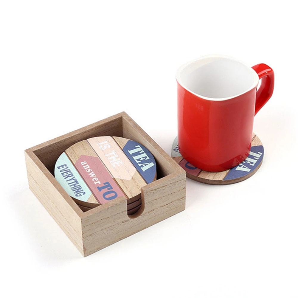 1 Set of Round Wooden Drink Coasters with Holder Drinks Cups Coaster Cup Pads